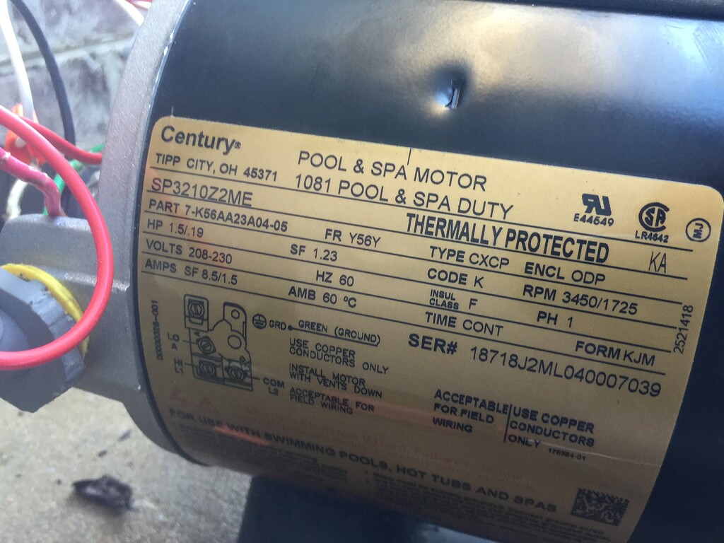 2 Speed pump motor only starts on low, then can switch to high ...