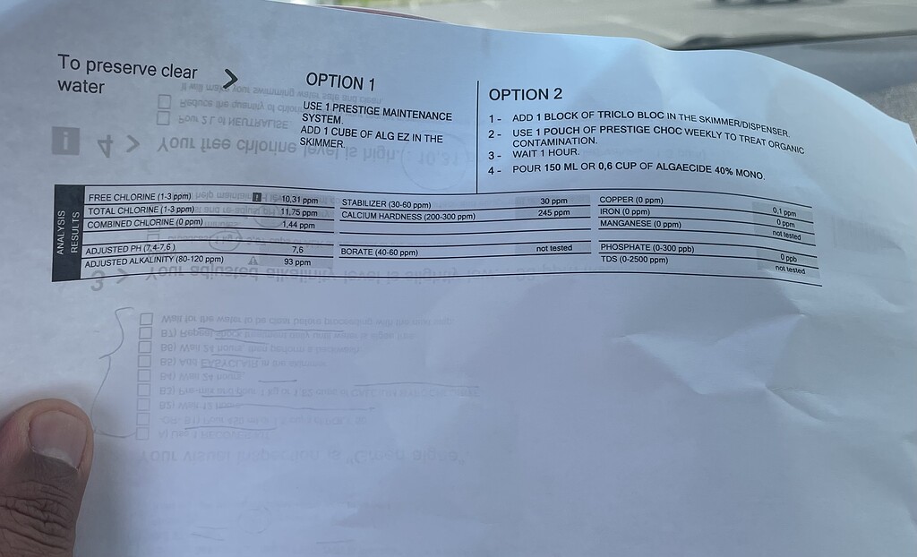 High chlorine but still green Water Chemistry Inyo Pool People
