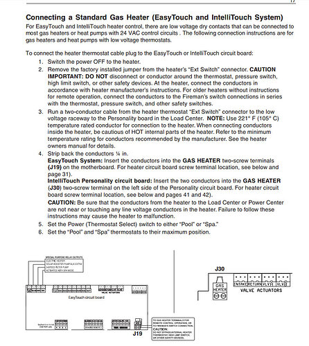 Pentair Intellitouch Heater Hook up to Hayward