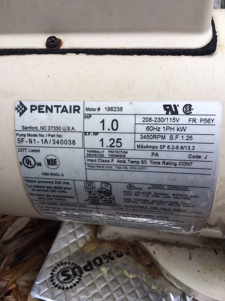 Pentair SFN11A 340038 Replace Noisy Motor Pool Repair